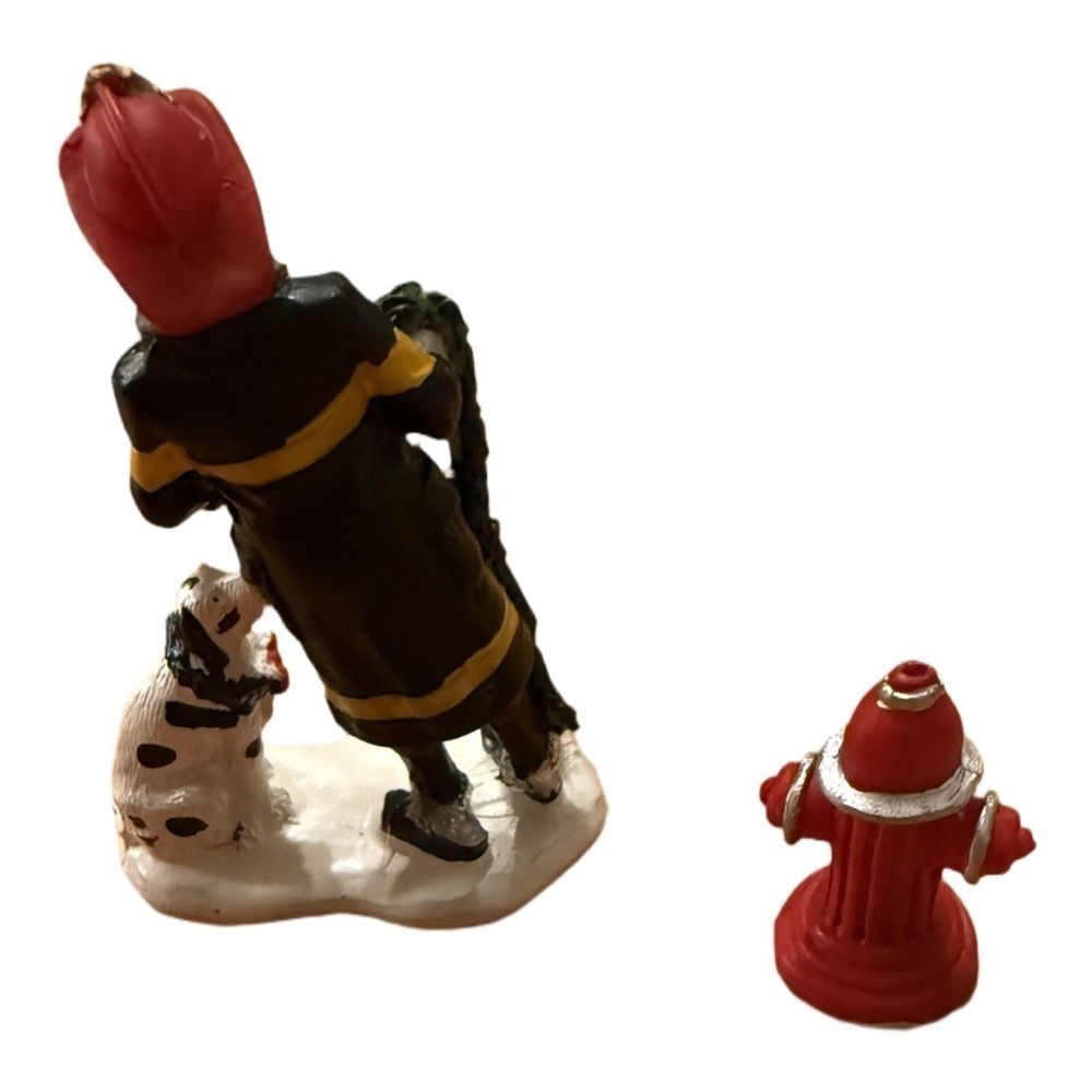 Lemax Fireman to The Rescue Dalmatian Fire Hydrant Christmas Village Figure - Picture 3 of 5